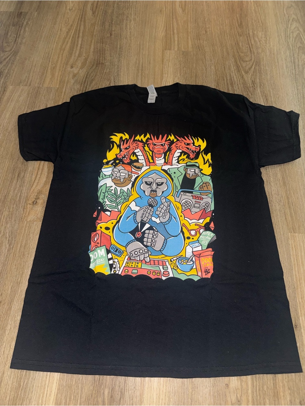 Black Graphic Tee with MFDOOM Print